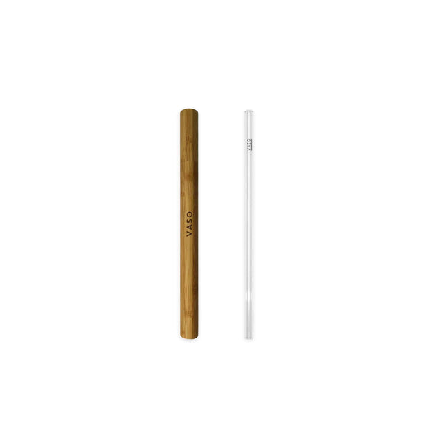 VASO 23cm Premium Glass Straw & Bamboo Case