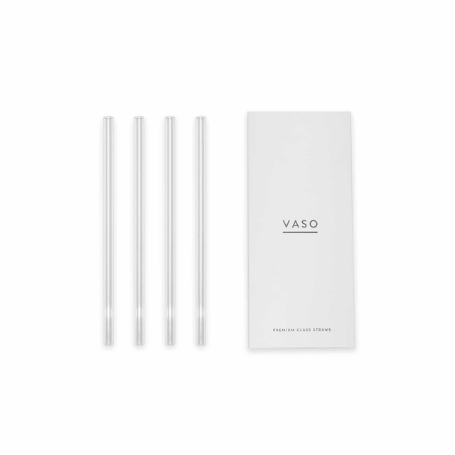 20cm Premium Glass Straws 4 Pack (No Printed VASO Logo)