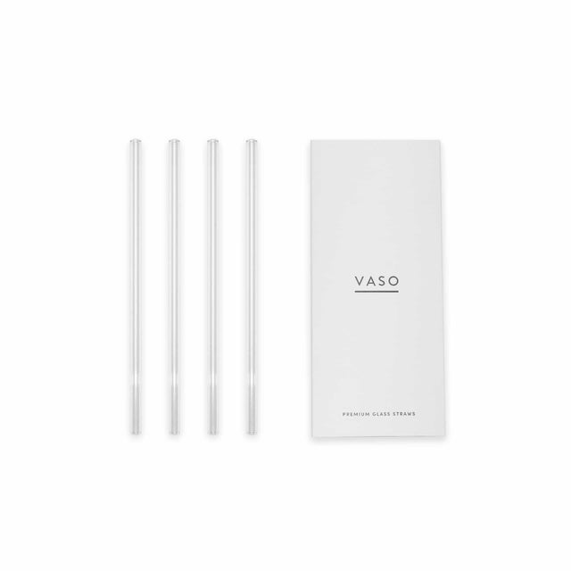 23cm Premium Glass Straws 4 Pack (No Printed VASO Logo)