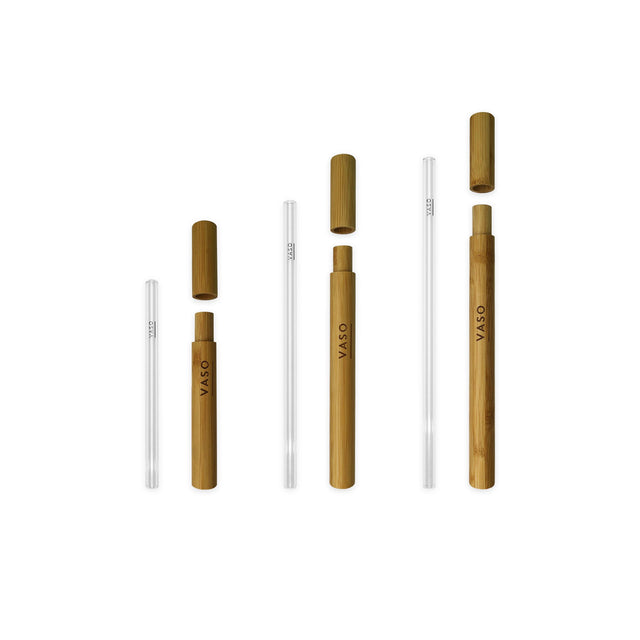 VASO Premium Glass Straw and Bamboo Case Set