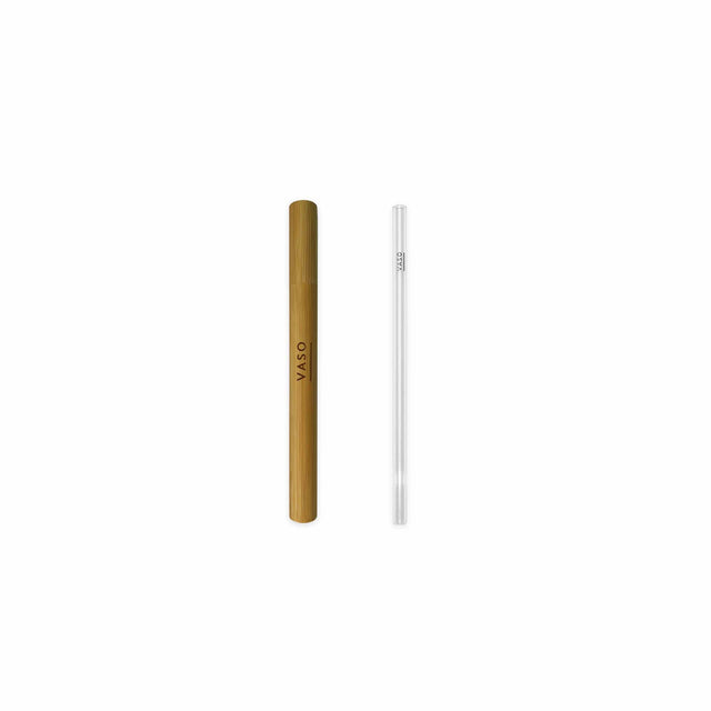 VASO 20cm Premium Glass Straw & Bamboo Case