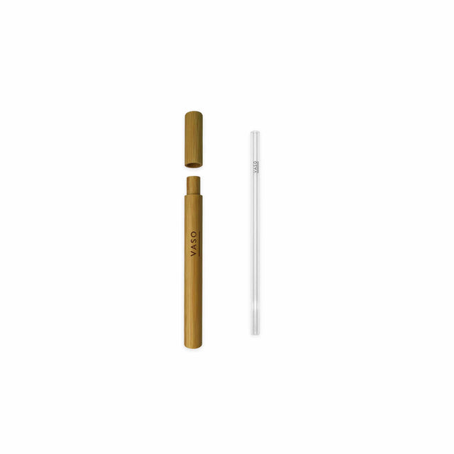 VASO 20cm Premium Glass Straw & Bamboo Case