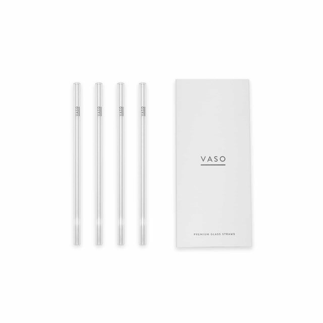 VASO 20cm Premium Glass Straws 4 Pack