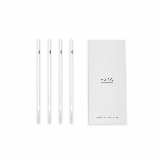 VASO 23cm Premium Glass Straws 4 Pack