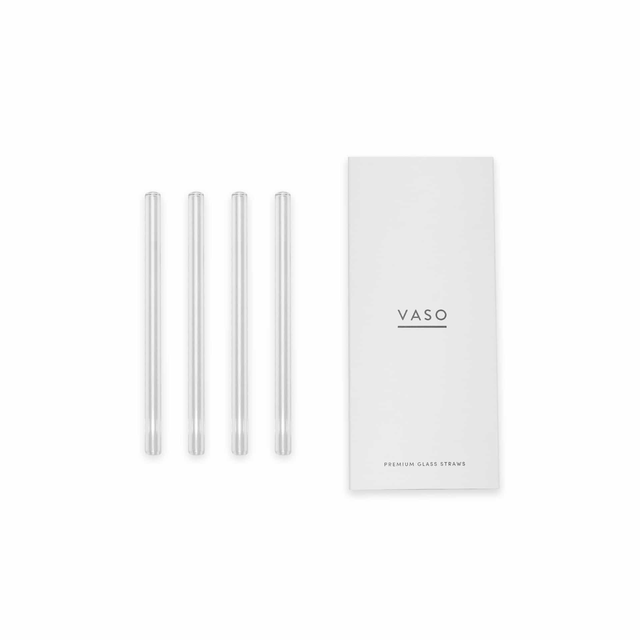 15cm Premium Glass Straws 4 Pack (No Printed VASO Logo)